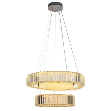 LED Himmennettävä kristallikruunu narussa LED/65W/230V 3000-6500K kiiltävä kromi + kauko-ohjaus