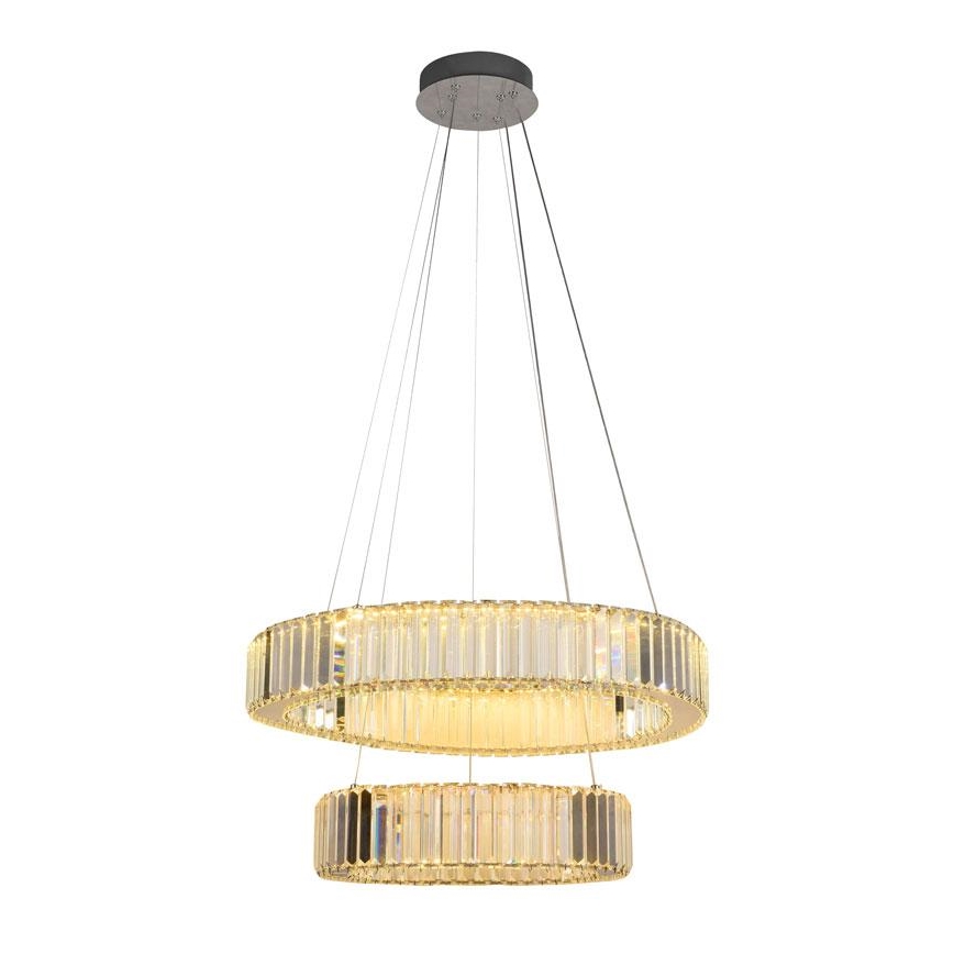 LED Himmennettävä kristallikruunu narussa LED/65W/230V 3000-6500K kiiltävä kromi + kauko-ohjaus
