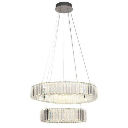 LED Himmennettävä kristallikruunu narussa LED/65W/230V 3000-6500K kiiltävä kromi + kauko-ohjaus