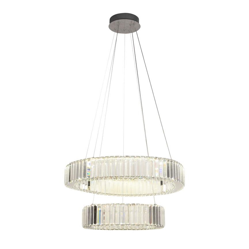 LED Himmennettävä kristallikruunu narussa LED/65W/230V 3000-6500K kiiltävä kromi + kauko-ohjaus