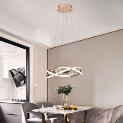 Himmennettävä LED-kattokruunu johdossa LED/65W/230V 3000-6500K halkaisija 48 cm kulta + kauko-ohjaus