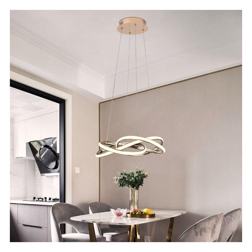 Himmennettävä LED-kattokruunu johdossa LED/65W/230V 3000-6500K halkaisija 48 cm kulta + kauko-ohjaus