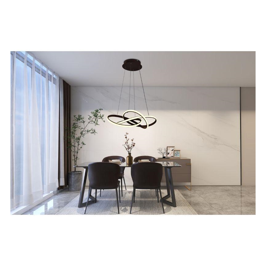 Himmennettävä LED-kattokruunu johdossa LED/65W/230V 3000-6500K ruskea + kauko-ohjaus