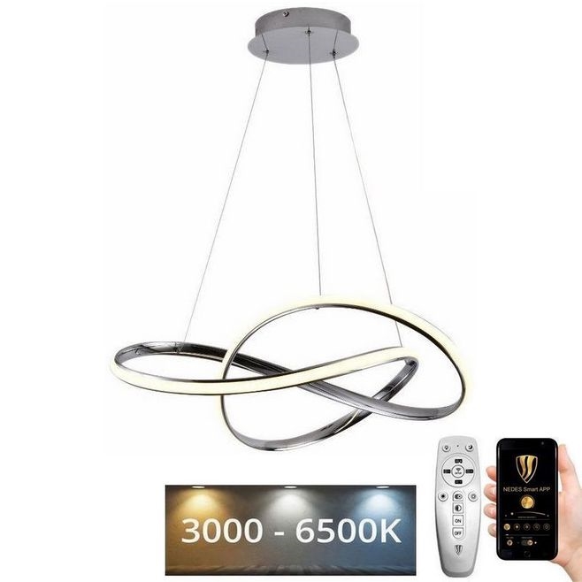 Himmennettävä LED-kattokruunu johdossa LED/70W/230V 3000-6500K kiiltävä kromi + kauko-ohjaus