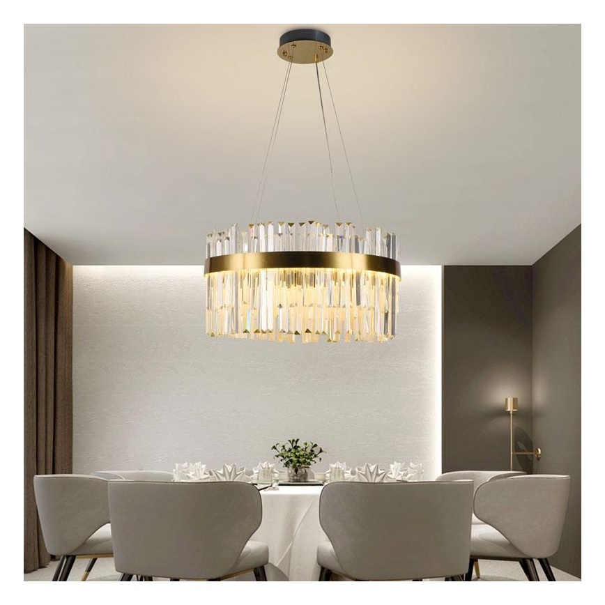 LED Himmennettävä kristalli kattokruunu johdossa LED/70W/230V 3000-6500K kulta + kauko-ohjaus