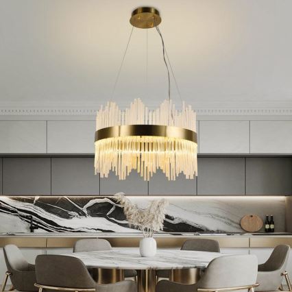 LED Himmennettävä kristalli kattokruunu johdossa LED/70W/230V 3000-6500K kulta + kauko-ohjaus