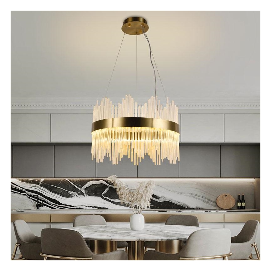 LED Himmennettävä kristalli kattokruunu johdossa LED/70W/230V 3000-6500K kulta + kauko-ohjaus