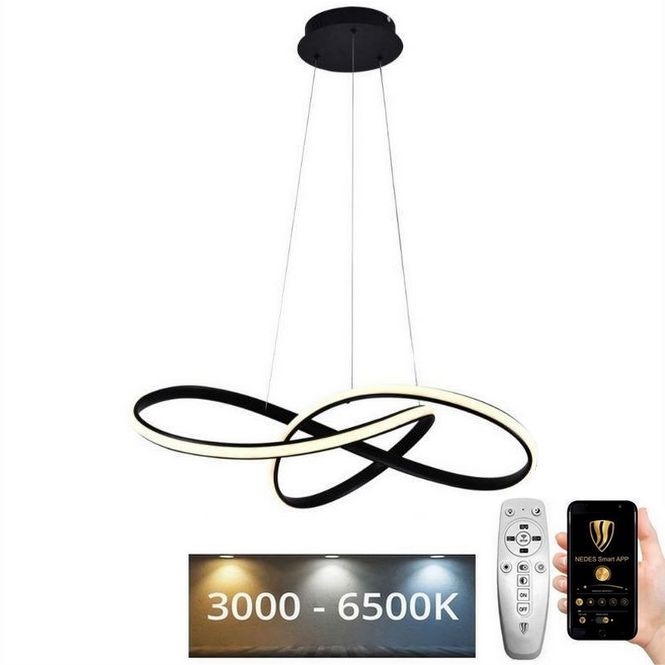 Himmennettävä LED-kattokruunu johdossa LED/70W/230V 3000-6500K musta + kauko-ohjaus