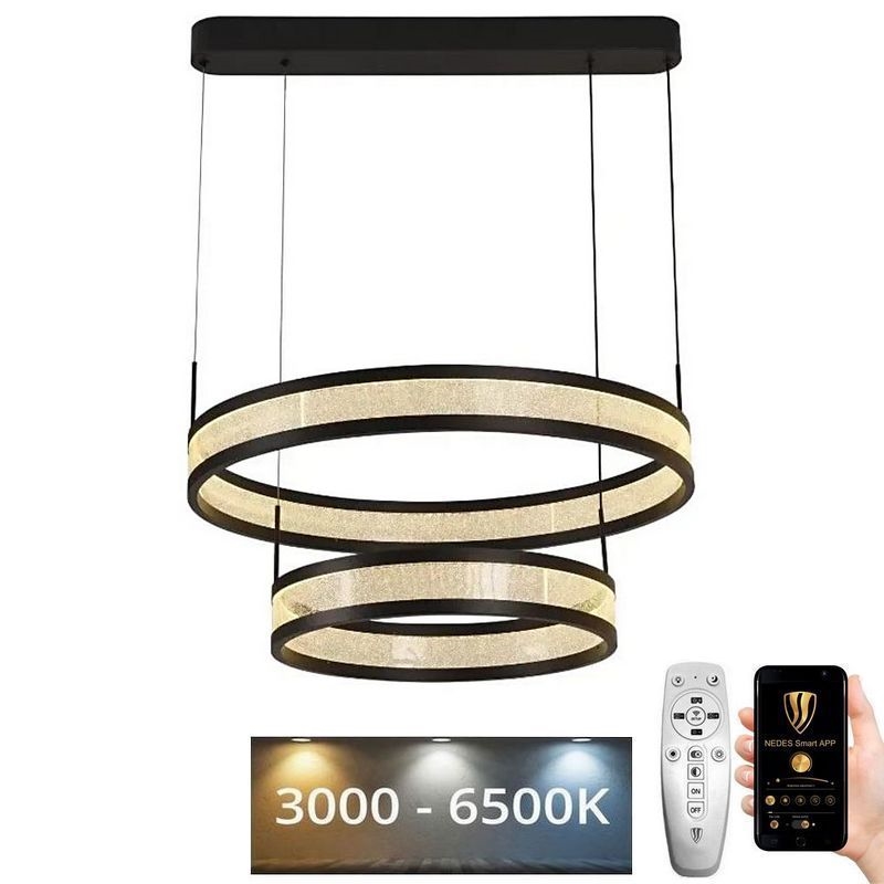 Himmennettävä LED-kattokruunu johdossa LED/70W/230V 3000-6500K musta + kauko-ohjaus