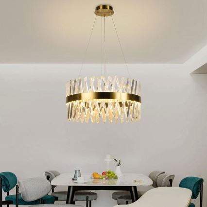 LED Himmennettävä kristalli kattokruunu johdossa LED/80W/230V 3000-6500K kulta + kauko-ohjaus