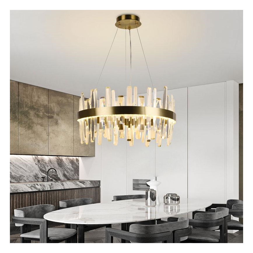 LED Himmennettävä kristalli kattokruunu johdossa LED/80W/230V 3000-6500K kulta + kauko-ohjaus