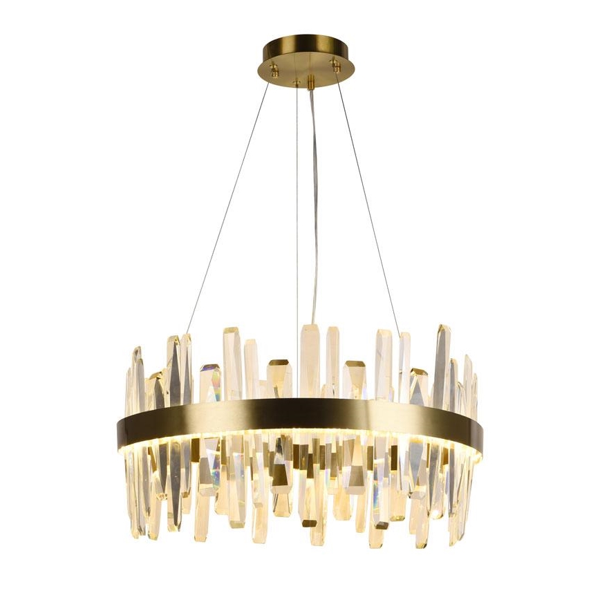 LED Himmennettävä kristalli kattokruunu johdossa LED/80W/230V 3000-6500K kulta + kauko-ohjaus