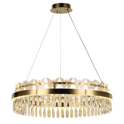 LED Himmennettävä kristalli kattokruunu johdossa LED/80W/230V 3000-6500K kulta + kauko-ohjaus