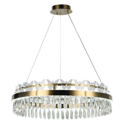 LED Himmennettävä kristalli kattokruunu johdossa LED/80W/230V 3000-6500K kulta + kauko-ohjaus