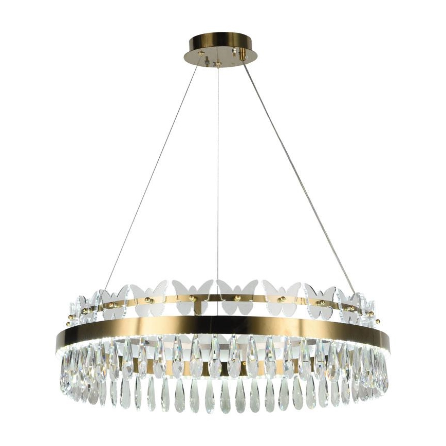 LED Himmennettävä kristalli kattokruunu johdossa LED/80W/230V 3000-6500K kulta + kauko-ohjaus