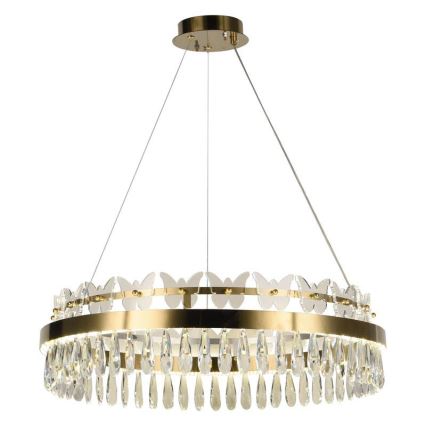 LED Himmennettävä kristalli kattokruunu johdossa LED/80W/230V 3000-6500K kulta + kauko-ohjaus
