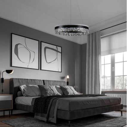 Himmennettävä LED-kattokruunu johdossa LED/80W/230V 3000-6500K musta + kauko-ohjaus