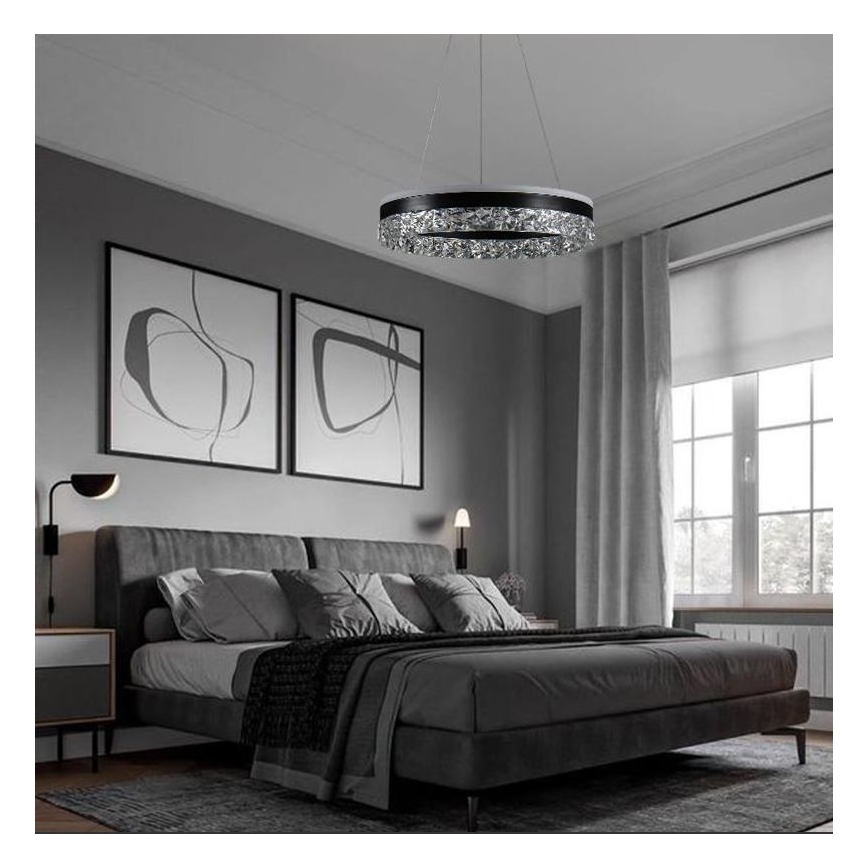 Himmennettävä LED-kattokruunu johdossa LED/80W/230V 3000-6500K musta + kauko-ohjaus