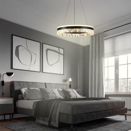 Himmennettävä LED-kattokruunu johdossa LED/80W/230V 3000-6500K musta + kauko-ohjaus