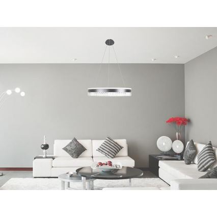 LED Himmennettävä kristalli kattokruunu johdossa LED/80W/230V 3000-6500K musta + kauko-ohjaus