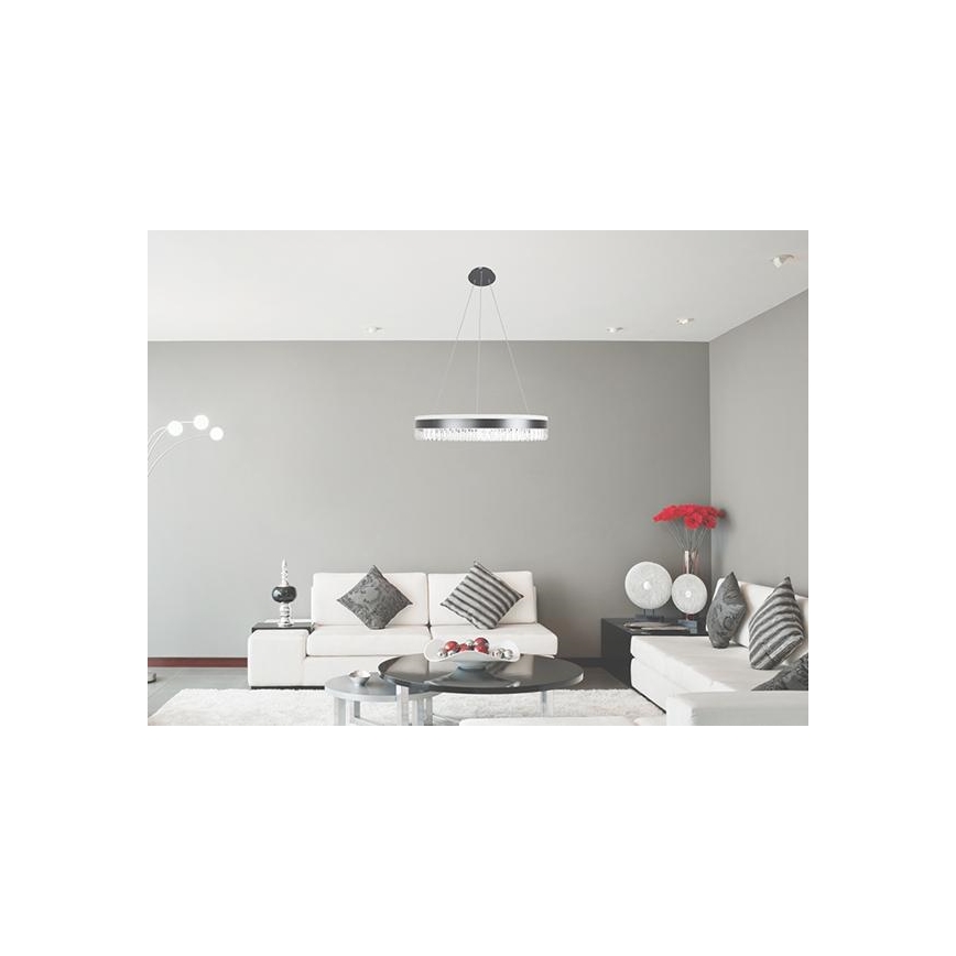 LED Himmennettävä kristalli kattokruunu johdossa LED/80W/230V 3000-6500K musta + kauko-ohjaus