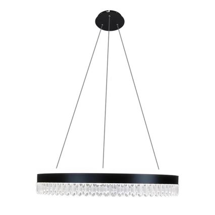 LED Himmennettävä kristalli kattokruunu johdossa LED/80W/230V 3000-6500K musta + kauko-ohjaus