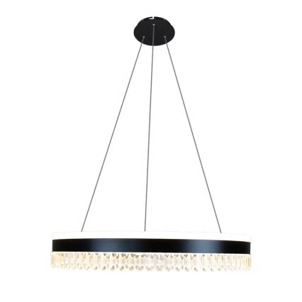 LED Himmennettävä kristalli kattokruunu johdossa LED/80W/230V 3000-6500K musta + kauko-ohjaus
