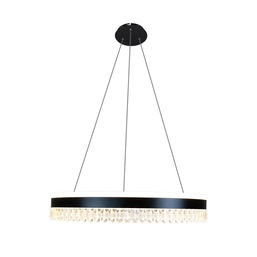 LED Himmennettävä kristalli kattokruunu johdossa LED/80W/230V 3000-6500K musta + kauko-ohjaus