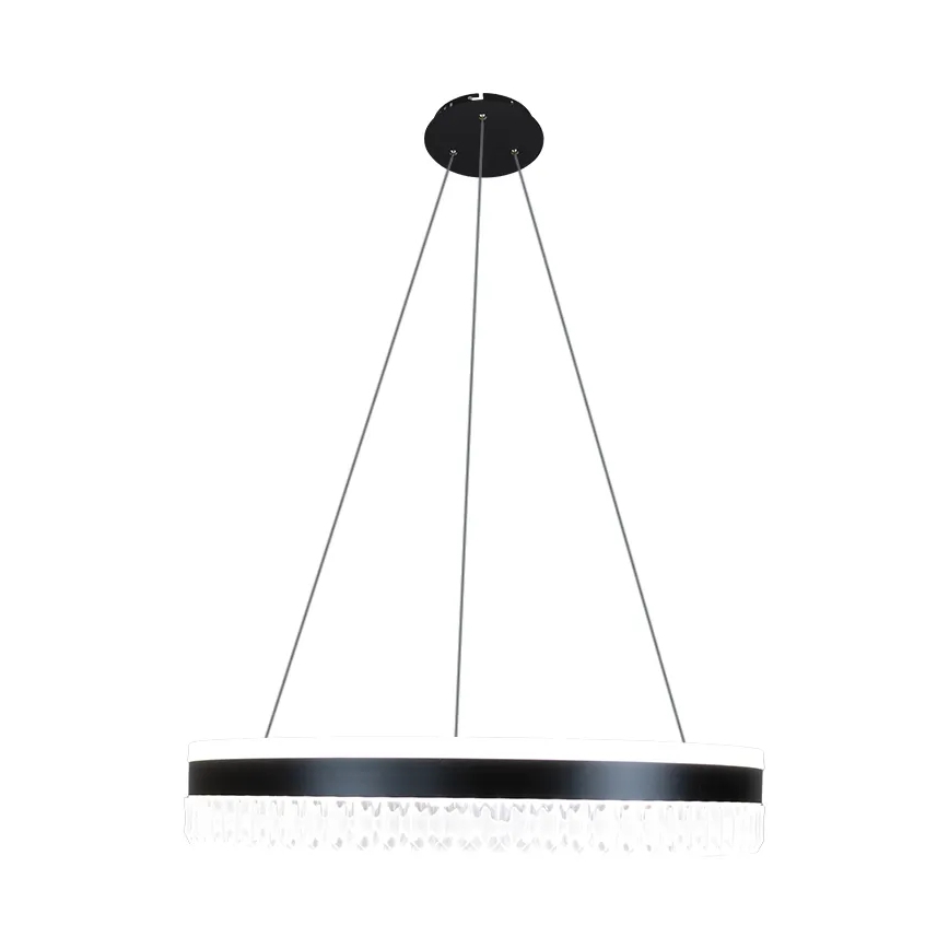 LED Himmennettävä kristalli kattokruunu johdossa LED/80W/230V 3000-6500K musta + kauko-ohjaus