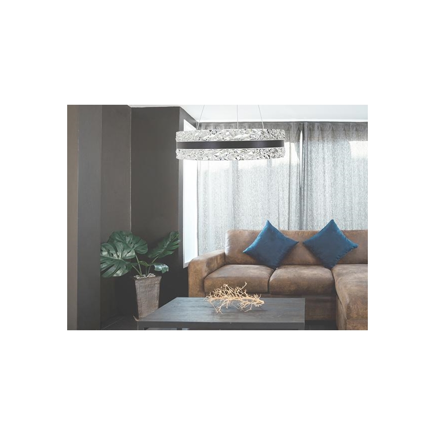 LED Himmennettävä kristalli kattokruunu johdossa LED/80W/230V 3000-6500K musta + kauko-ohjaus