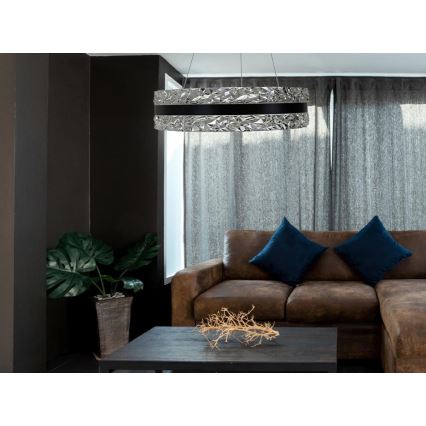 LED Himmennettävä kristalli kattokruunu johdossa LED/80W/230V 3000-6500K musta + kauko-ohjaus