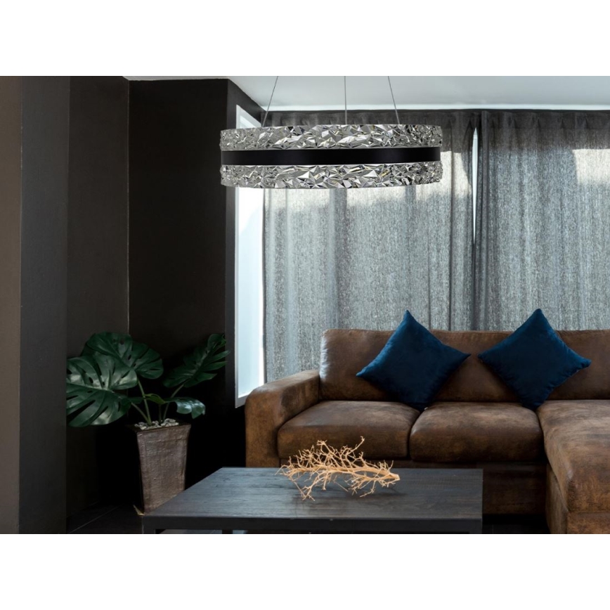 LED Himmennettävä kristalli kattokruunu johdossa LED/80W/230V 3000-6500K musta + kauko-ohjaus