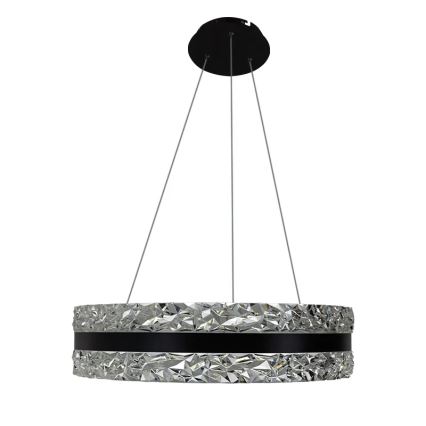 LED Himmennettävä kristalli kattokruunu johdossa LED/80W/230V 3000-6500K musta + kauko-ohjaus