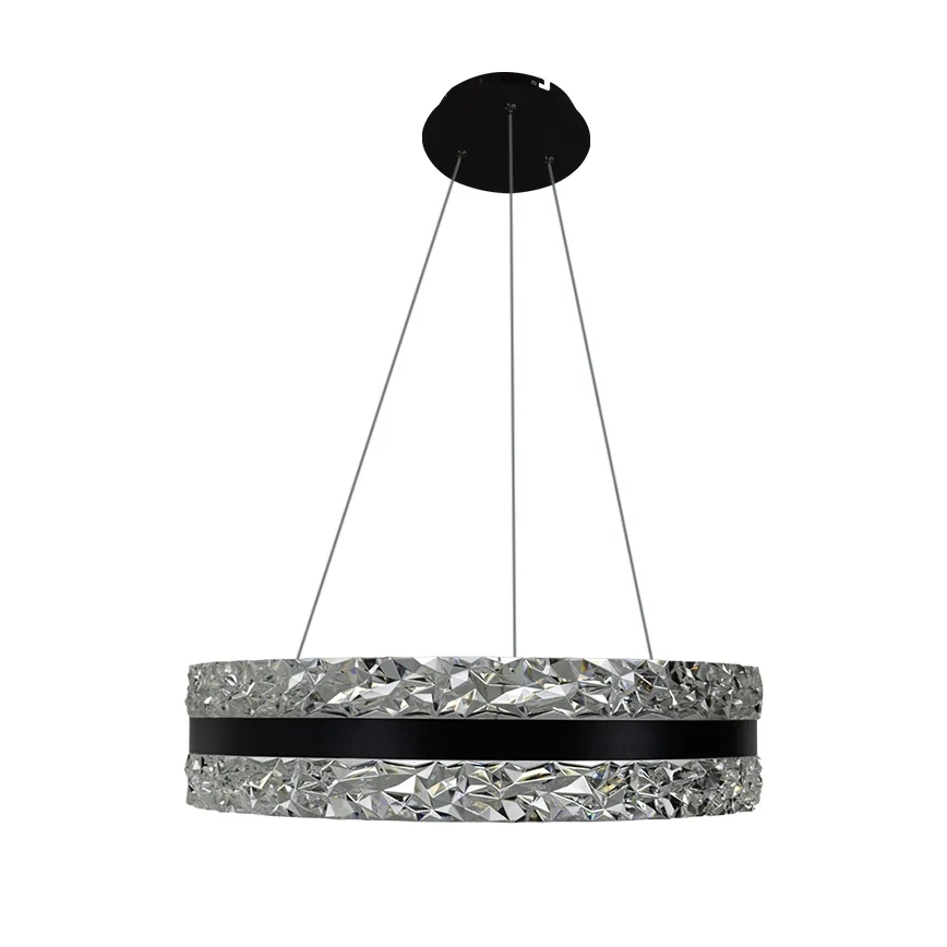 LED Himmennettävä kristalli kattokruunu johdossa LED/80W/230V 3000-6500K musta + kauko-ohjaus