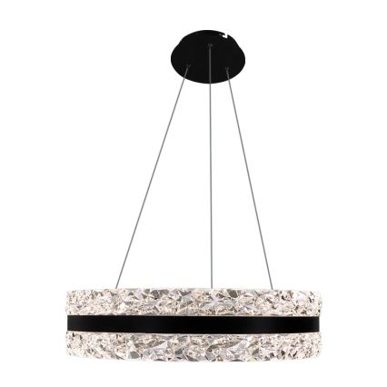 LED Himmennettävä kristalli kattokruunu johdossa LED/80W/230V 3000-6500K musta + kauko-ohjaus