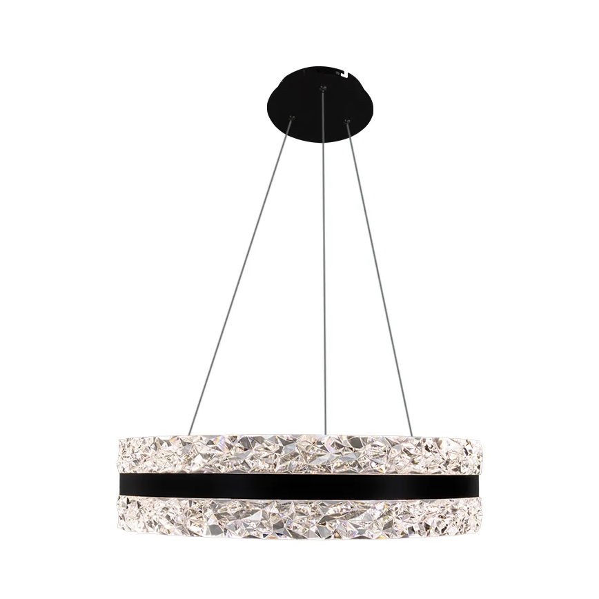LED Himmennettävä kristalli kattokruunu johdossa LED/80W/230V 3000-6500K musta + kauko-ohjaus