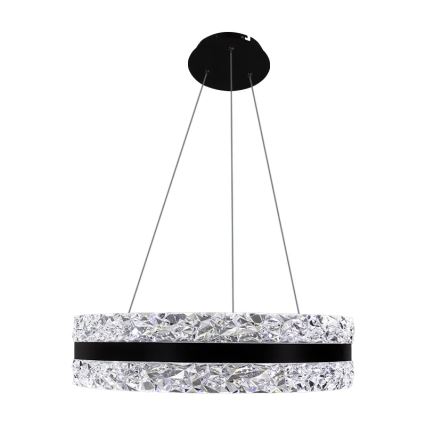 LED Himmennettävä kristalli kattokruunu johdossa LED/80W/230V 3000-6500K musta + kauko-ohjaus