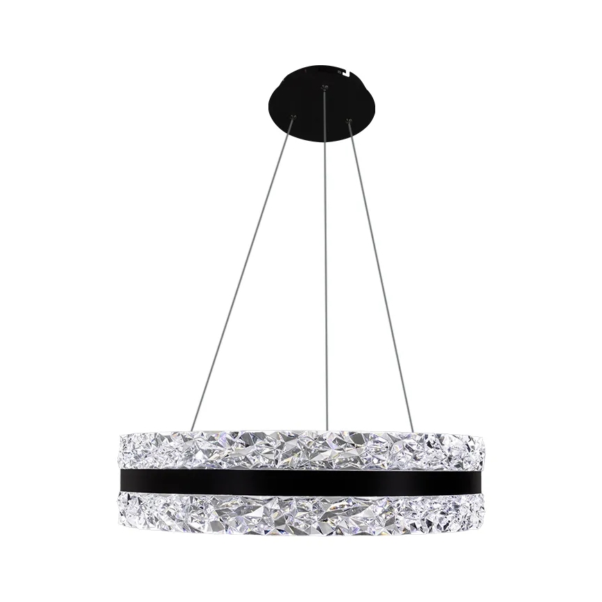 LED Himmennettävä kristalli kattokruunu johdossa LED/80W/230V 3000-6500K musta + kauko-ohjaus