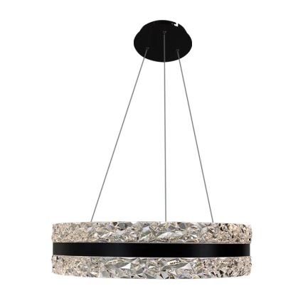 LED Himmennettävä kristalli kattokruunu johdossa LED/80W/230V 3000-6500K musta + kauko-ohjaus