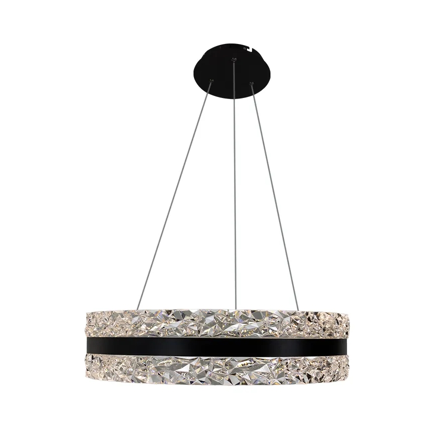 LED Himmennettävä kristalli kattokruunu johdossa LED/80W/230V 3000-6500K musta + kauko-ohjaus