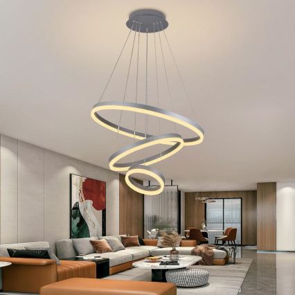 Himmennettävä LED-kattokruunu johdossa LED/85W/230V 3000-6500K halkaisija 60 cm halkaisija 60 cm + kauko-ohjaus