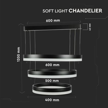 Himmennettävä LED-kattokruunu johdossa LED/86W/230V 3000K musta