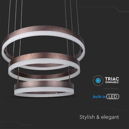 Himmennettävä LED-kattokruunu johdossa LED/86W/230V 3000K ruskea