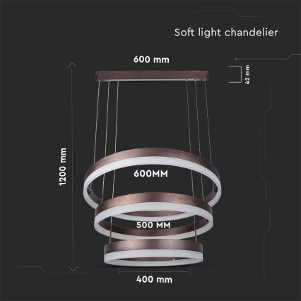 Himmennettävä LED-kattokruunu johdossa LED/86W/230V 3000K ruskea