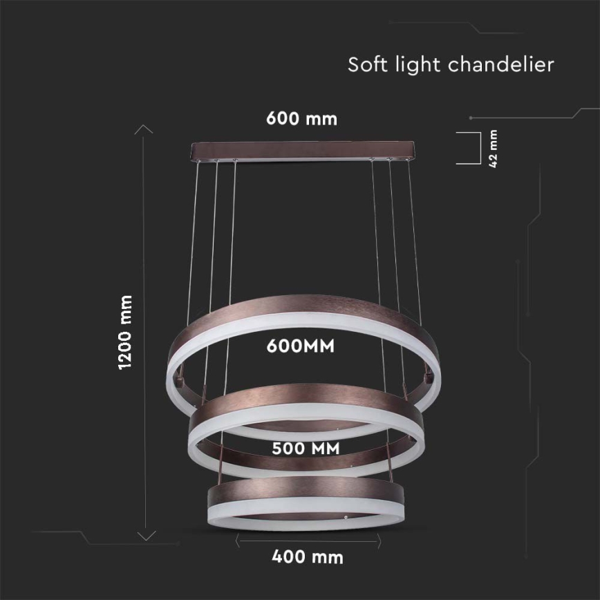 Himmennettävä LED-kattokruunu johdossa LED/86W/230V 3000K ruskea