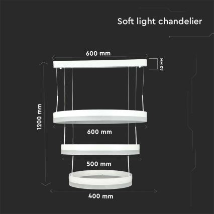 Himmennettävä LED-kattokruunu johdossa LED/86W/230V 3000K valkoinen