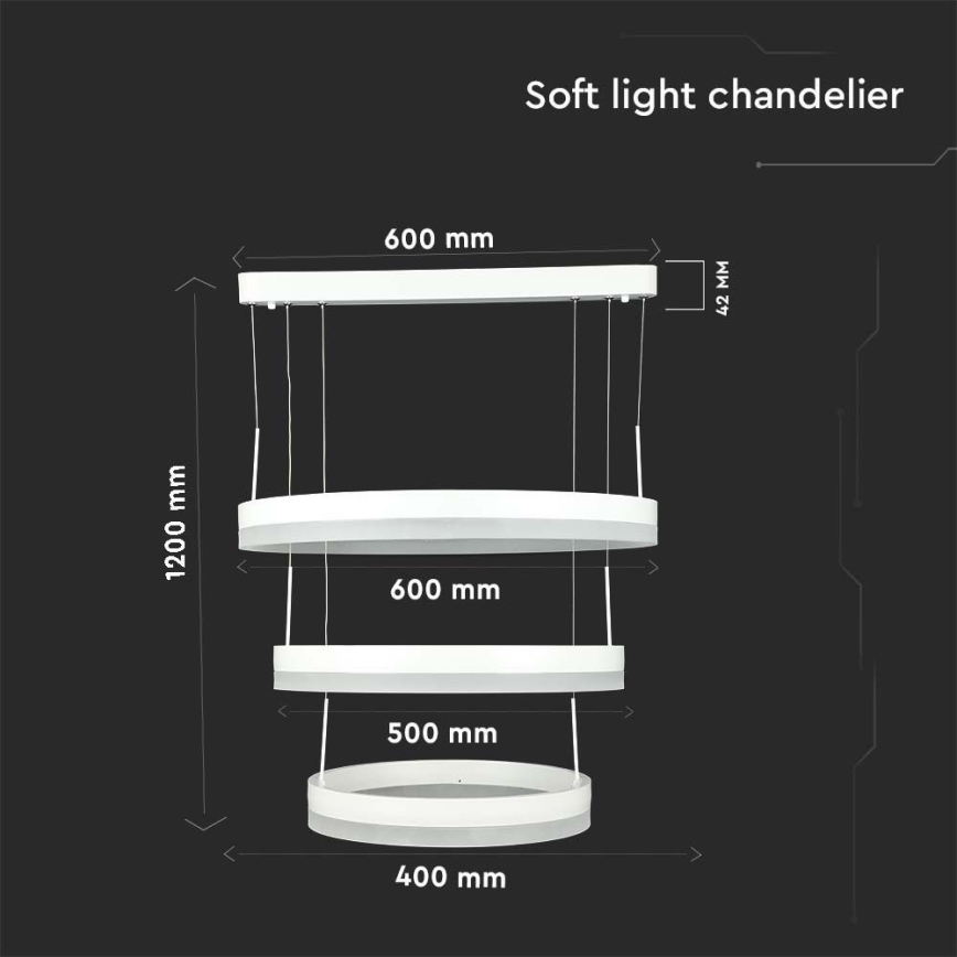 Himmennettävä LED-kattokruunu johdossa LED/86W/230V 3000K valkoinen