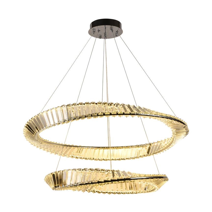 LED Himmennettävä kristallikruunu narussa LED/90W/230V 3000-6500K kiiltävä kromi + kauko-ohjaus