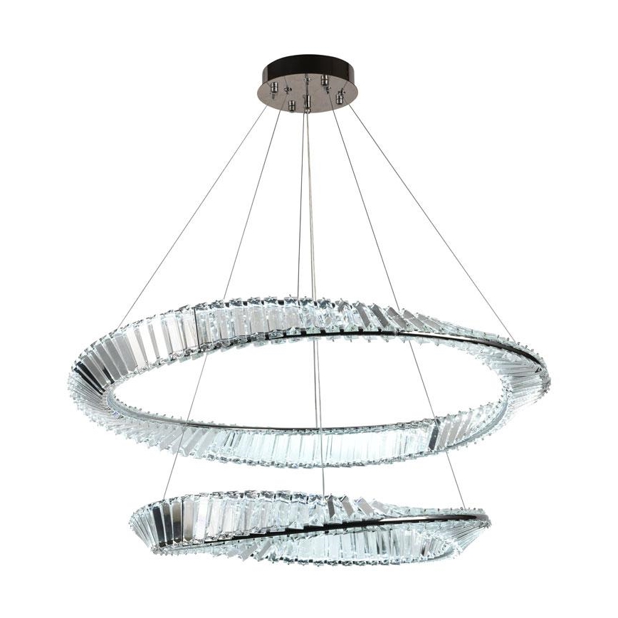 LED Himmennettävä kristallikruunu narussa LED/90W/230V 3000-6500K kiiltävä kromi + kauko-ohjaus