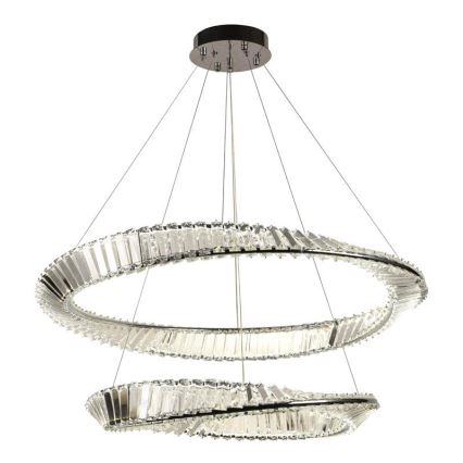 LED Himmennettävä kristallikruunu narussa LED/90W/230V 3000-6500K kiiltävä kromi + kauko-ohjaus